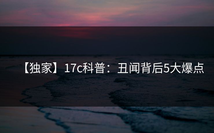 【独家】17c科普:丑闻背后5大爆点 【独家】17c科普:丑闻背后5大爆点