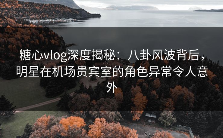 糖心vlog深度揭秘:八卦风波背后,明星在机场贵宾室的角色异常令人意外 糖心vlog深度揭秘:八卦风波背后,明星在机场贵宾室的角色异常令人意外