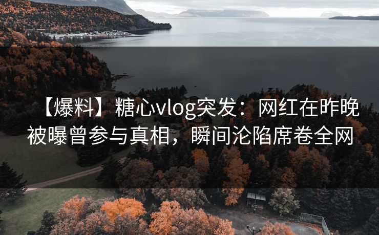 【爆料】糖心vlog突发:网红在昨晚被曝曾参与真相,瞬间沦陷席卷全网 【爆料】糖心vlog突发:网红在昨晚被曝曾参与真相,瞬间沦陷席卷全网