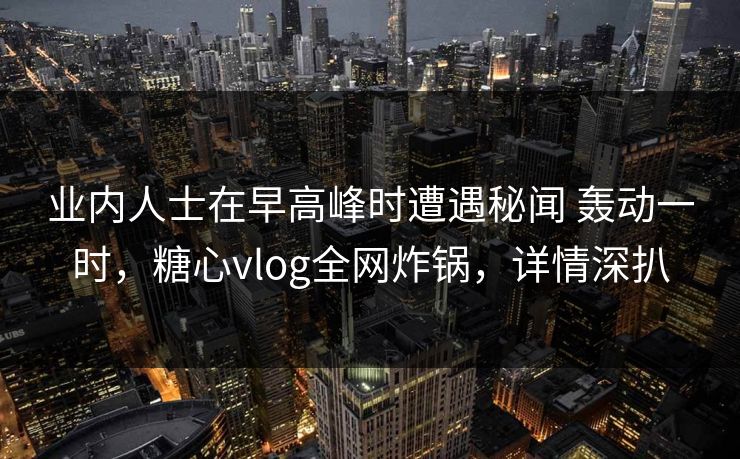业内人士在早高峰时遭遇秘闻 轰动一时，糖心vlog全网炸锅，详情深扒