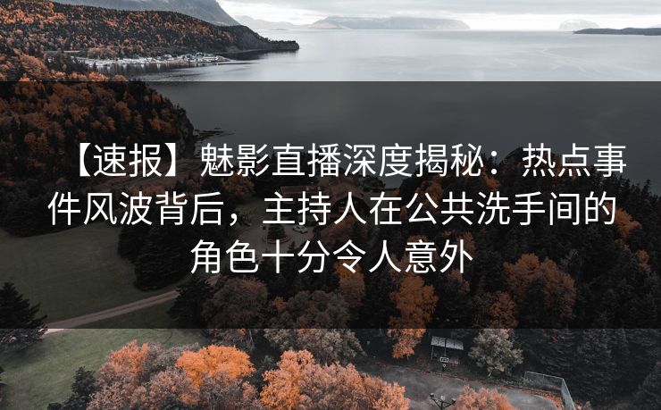 【速报】魅影直播深度揭秘:热点事件风波背后,主持人在公共洗手间的角色十分令人意外 【速报】魅影直播深度揭秘:热点事件风波背后,主持人在公共洗手间的角色十分令人意外